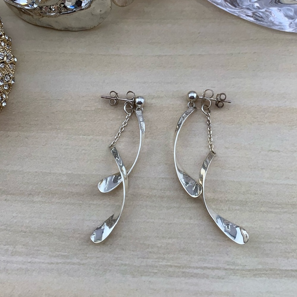 Sterling Silver Double Back Two Piece Swirl Earrings